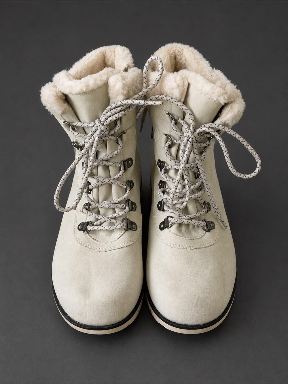 JBU Cream Faux-Shearling Lace-Up Winter Boots size 11M NWOT